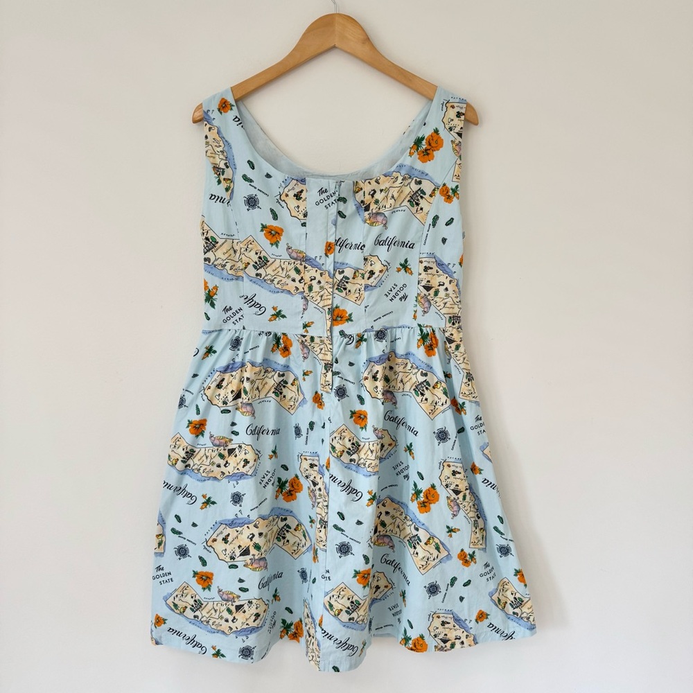 MODCLOTH Golden State California Novelty Print Fit & Flare Dress, Size M - Picture 8 of 16